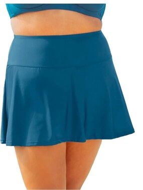 Shapermint Essentials High Waisted Full Cover blue Swim Skirt bottoms UPF 50 szL
